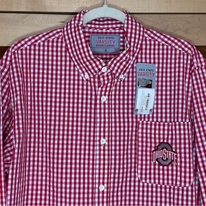 NWT Ohio State Red Checkered Men's Shirt Size Medium